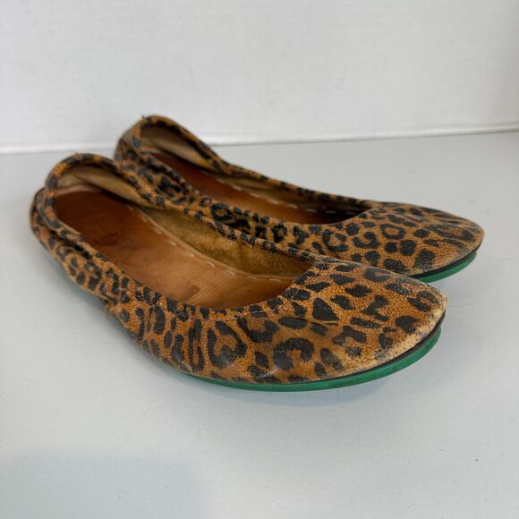 Tieks by Gavrieli Leopard Print Leather Ballet Flats Shoes Women's Size 9 - Picture 1 of 11